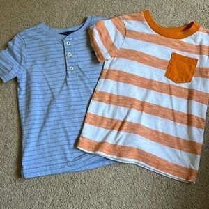 Carter's Blue and Orange Striped Short Sleeve Tees